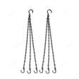 a pair of black metal hooks hanging from a chain