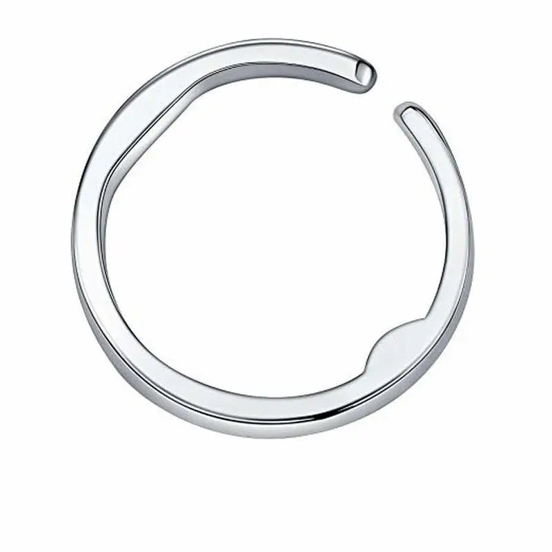 a silver nose ring with a curved nose