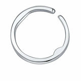a silver nose ring with a curved nose