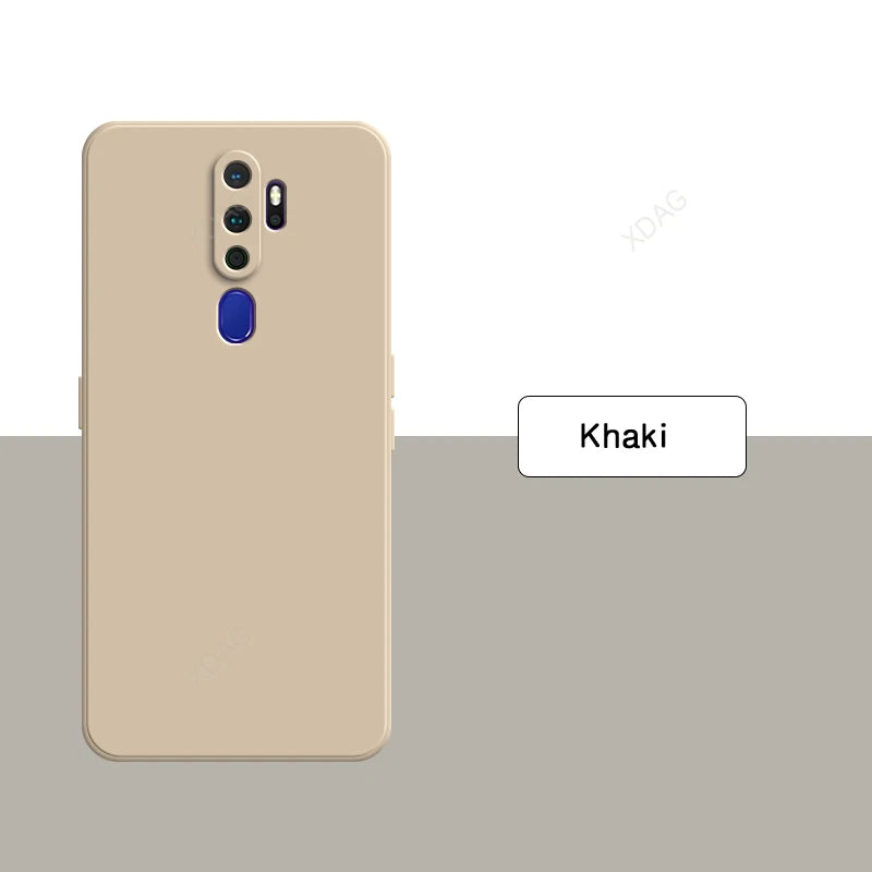 Back of khaki straight edge silicone phone case for oppo a5 a9 a11 a11x 5g with vertical camera cutout silicone phone case