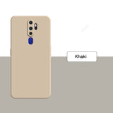 Back of khaki straight edge silicone phone case for oppo a5 a9 a11 a11x 5g with vertical camera cutout silicone phone case