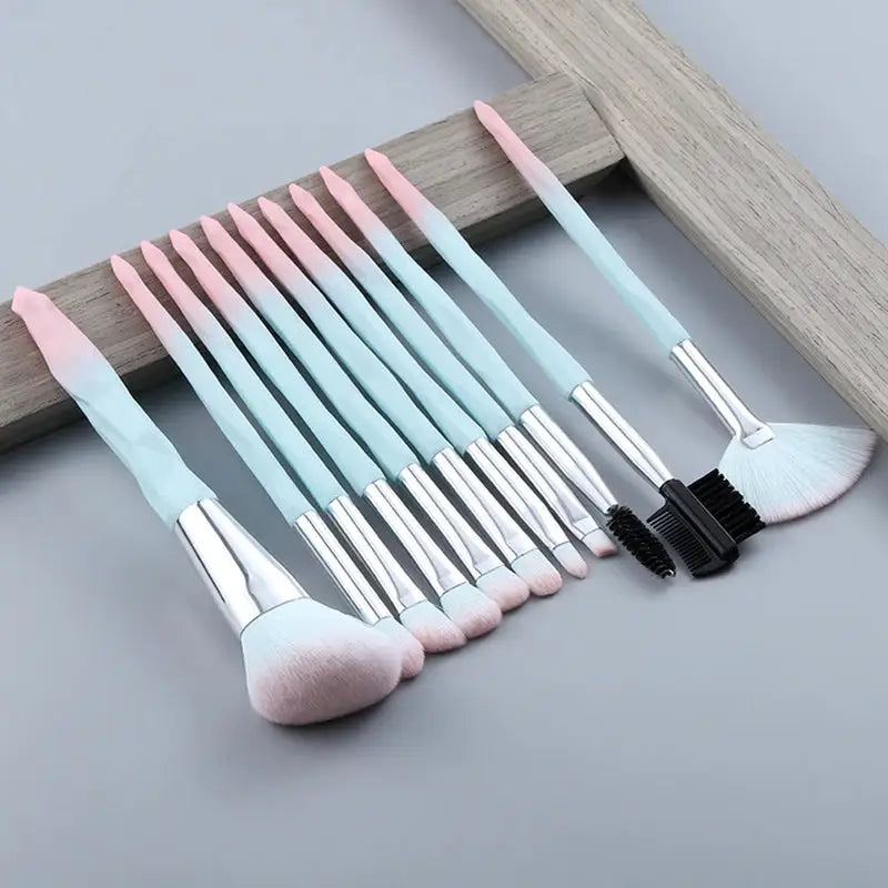 the 10 piece makeup brush set with a wooden frame
