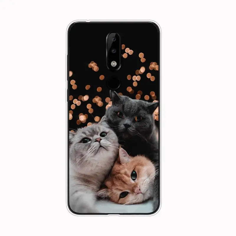 a cat and kittens on a black background