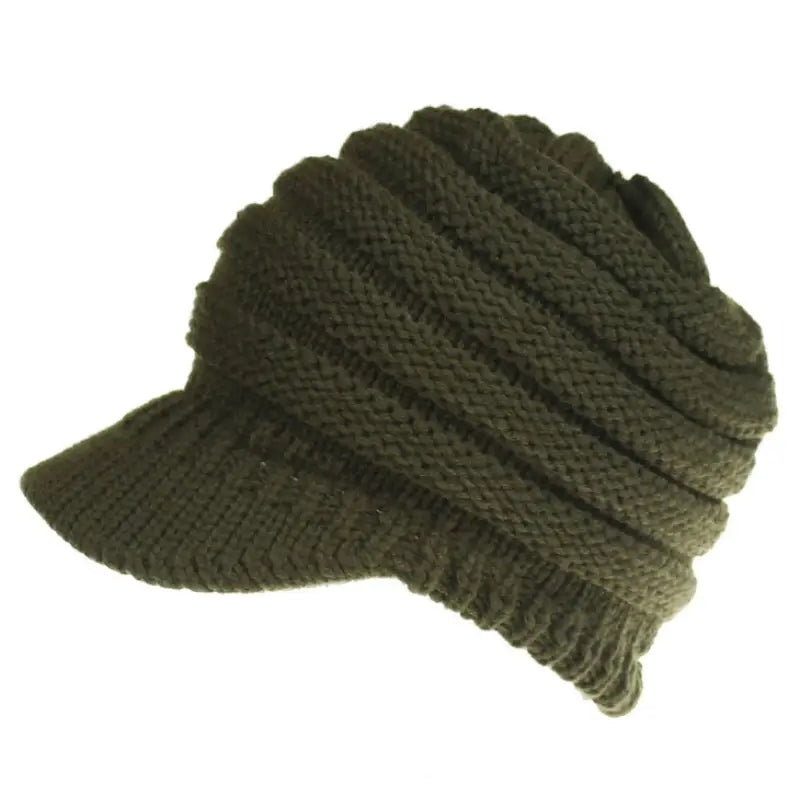 a knitted hat with a knot on the side