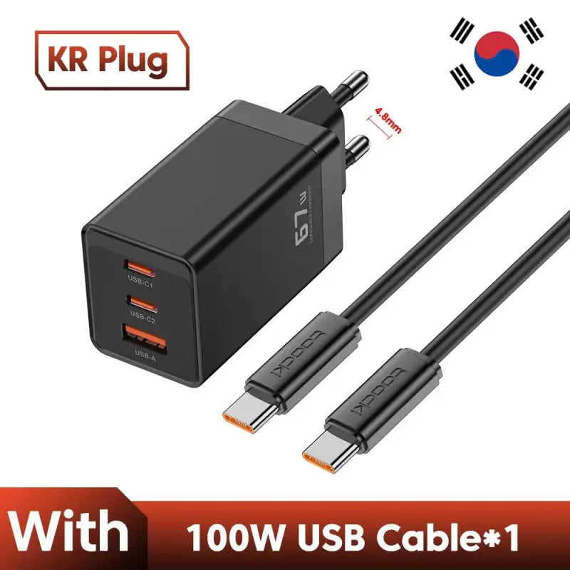 Krp plug usb charger with usb cable