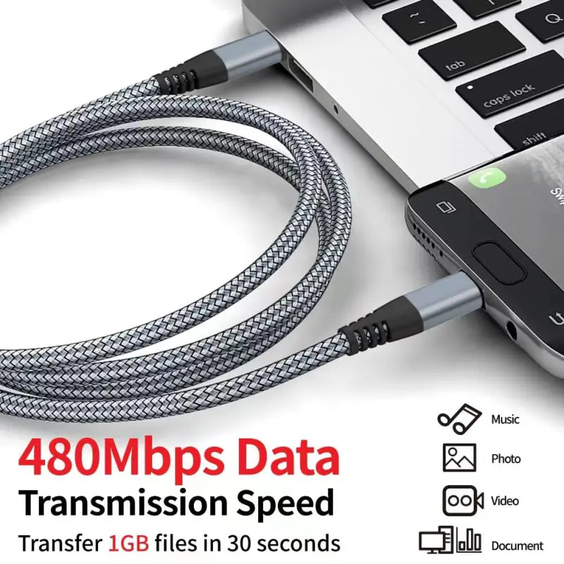 A laptop with a cable connected to it