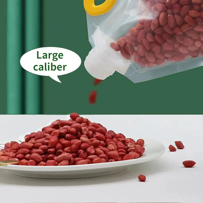 a person pouring red beans into a bowl