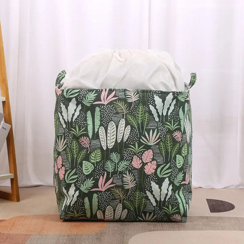 a large bag with a large plant print