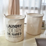 two laundry baskets on a counter with a window in the background