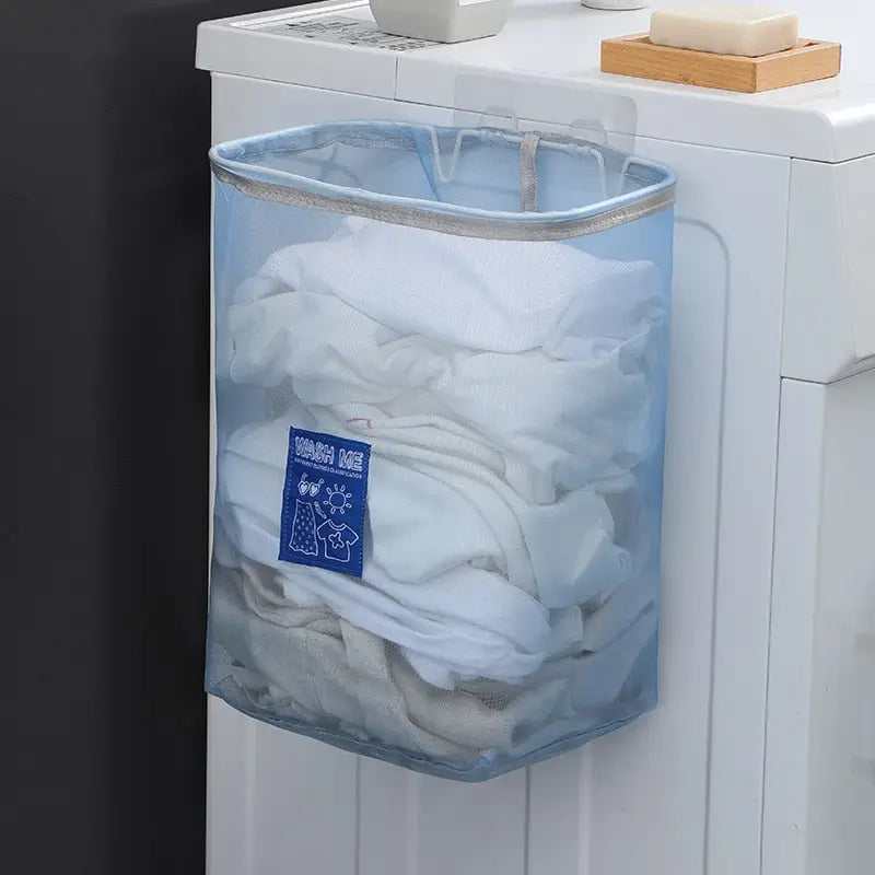 a laundry bag hanging on the side of a washing machine