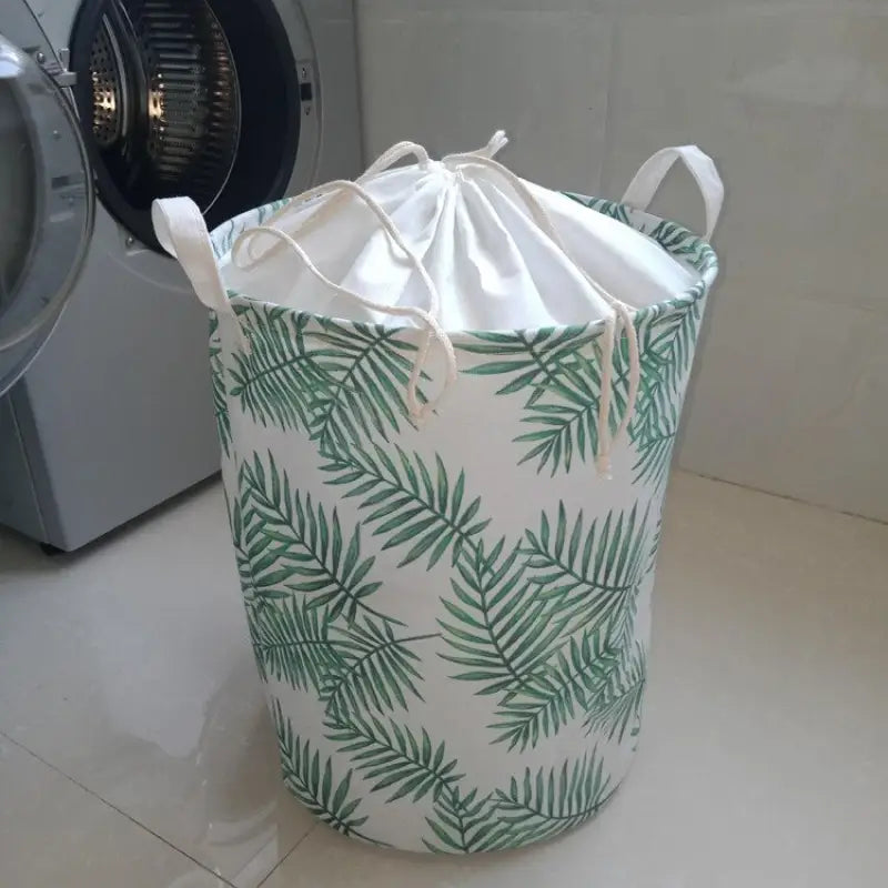a laundry bag with a palm print on it