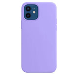 Lavender-colored silicone phone case for an iPhone with dual camera cutout.