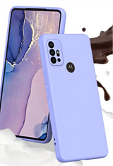 Lavender-colored smartphone with multiple camera lenses on its back panel.