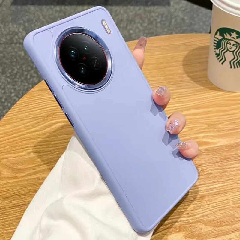 Lavender-colored smartphone with a prominent circular camera module.