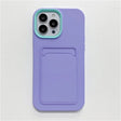 Lavender phone case with card holder.