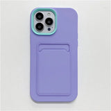 Lavender phone case with card holder.