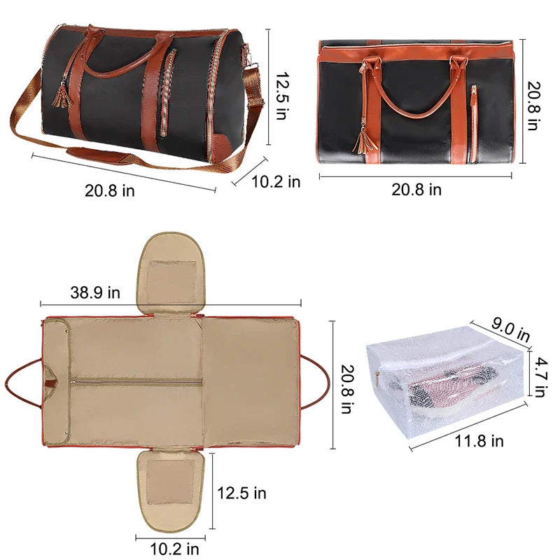 the leather bag with the measurements