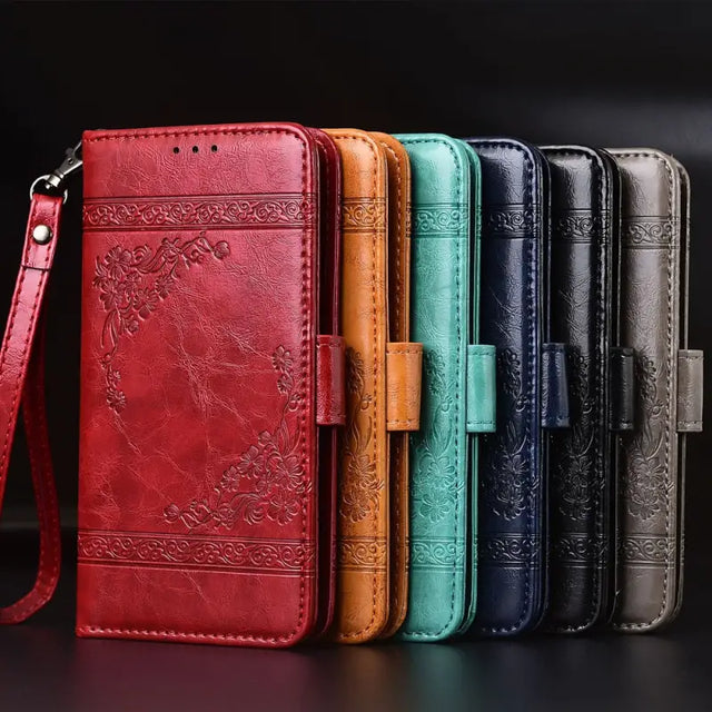 a wallet case with a leather strap