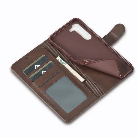 The leather wallet case is made from genuine leather