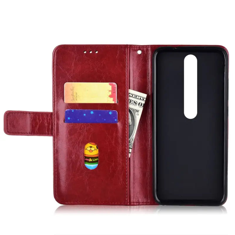 genuine leather wallet case for lg x