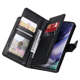 Leather wallet-style phone case with multiple card slots and a photo holder.