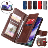 Leather wallet-style phone case with multiple card slots and a photo window.