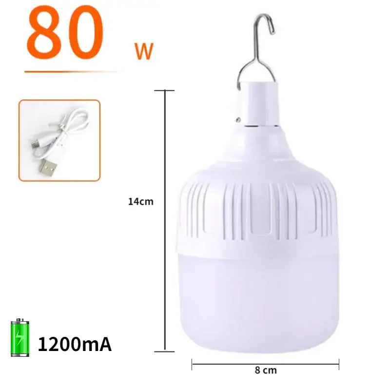 USB Portable Rechargeable LED 200w Bulb - 5 Lighting Modes - 80W