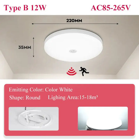 a white ceiling light with a red light