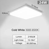 led ceiling light, square shape, white, 24w