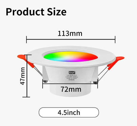 LED recessed light fixture with dimensions.
