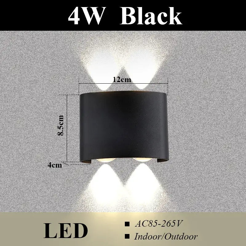 the led wall light with a black shade