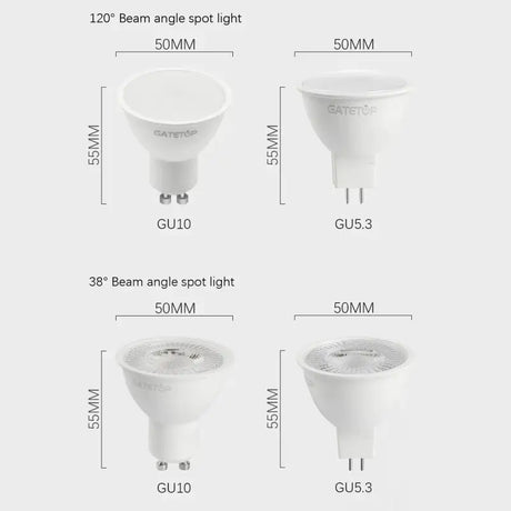 The leds are shown in different sizes and colors