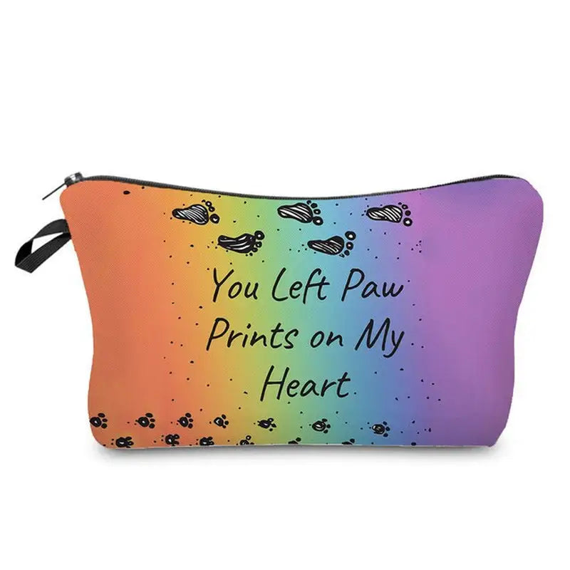 a rainbow colored makeup bag with the words you get my heart