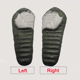 the right and left side of a sleeping bag