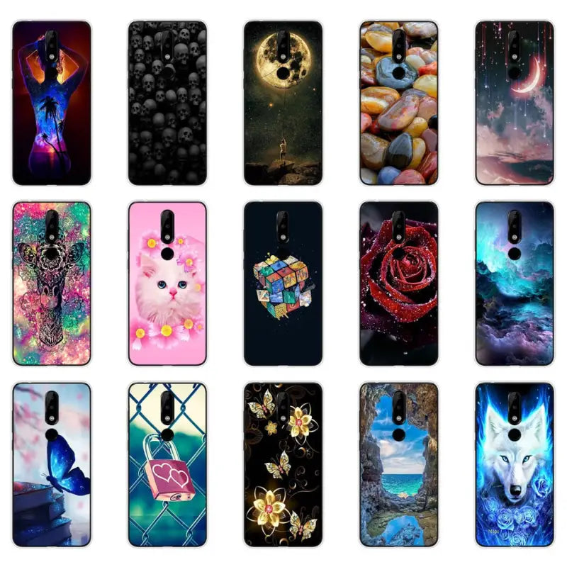 a set of twelve phone cases with different designs