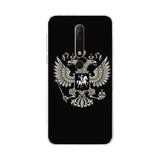 phone case with a black background and a white eagle with a blue crown