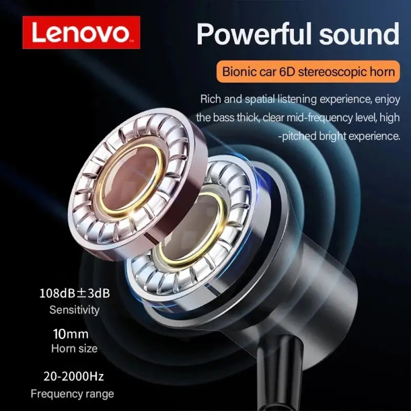 lenovo power sound earphones with microphone and volume control