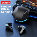 lenovo official genuine earphones are on display next to a tablet