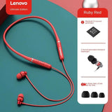 a close up of a pair of red earphones with a red cord