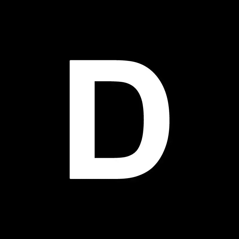the letter d is a white font with a black background