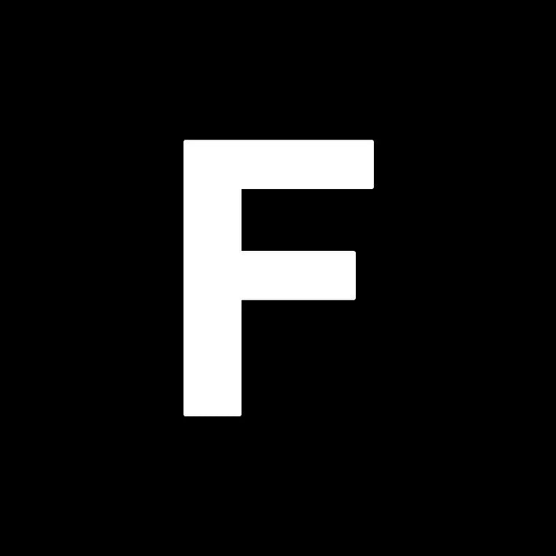 the letter f is a white font with a black background