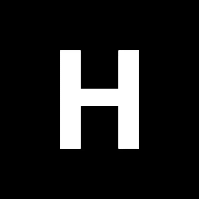 the letter h is a white letter with a black background