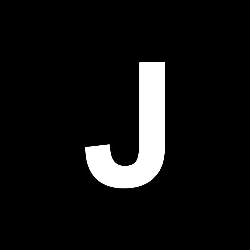 the letter j is a white font with a black background