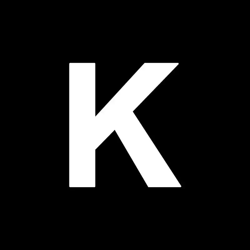 the letter k is a white letter with a black background