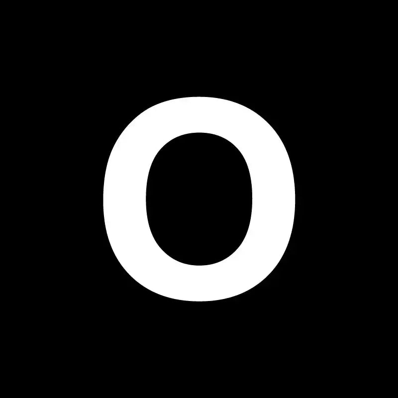 the letter o is shown in white on a black background