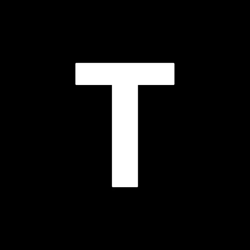 the letter t is white on a black background