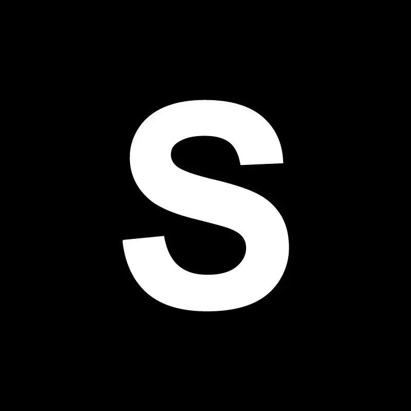 the letter s is a white and black font