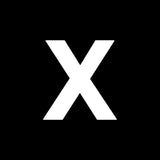 the letter x is white on a black background