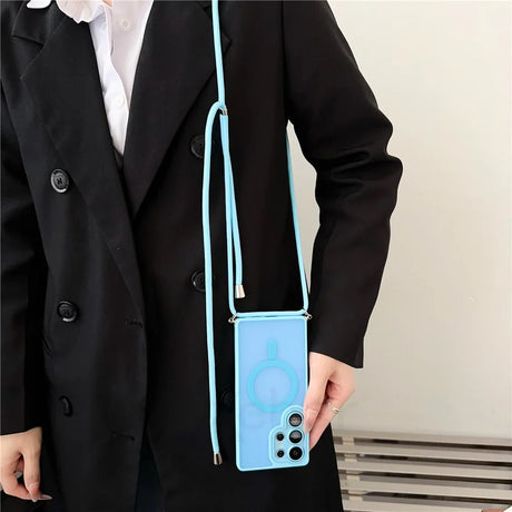 Light blue phone case with matching strap.
