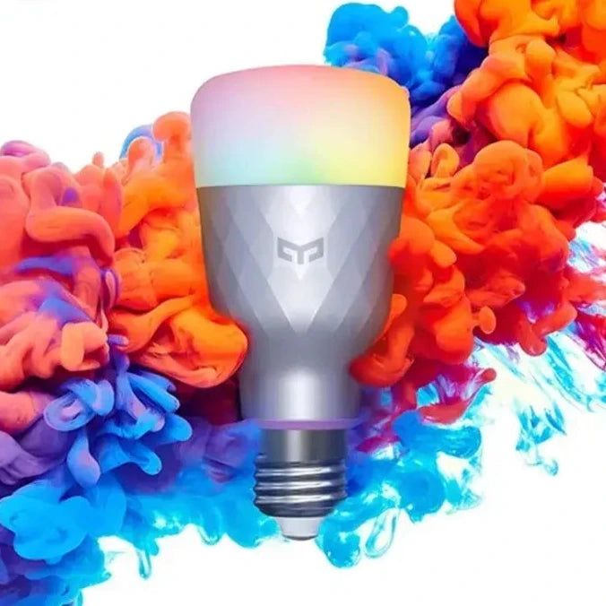 a light bulb with colorful paint on it